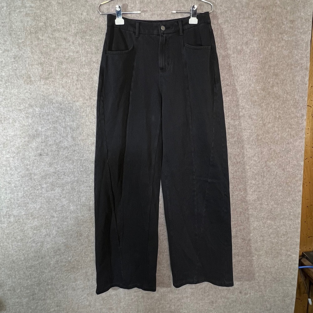 NWT Halara Flex Denim Wide Leg Jeans Womens Small Black High Rise Stretch Casual